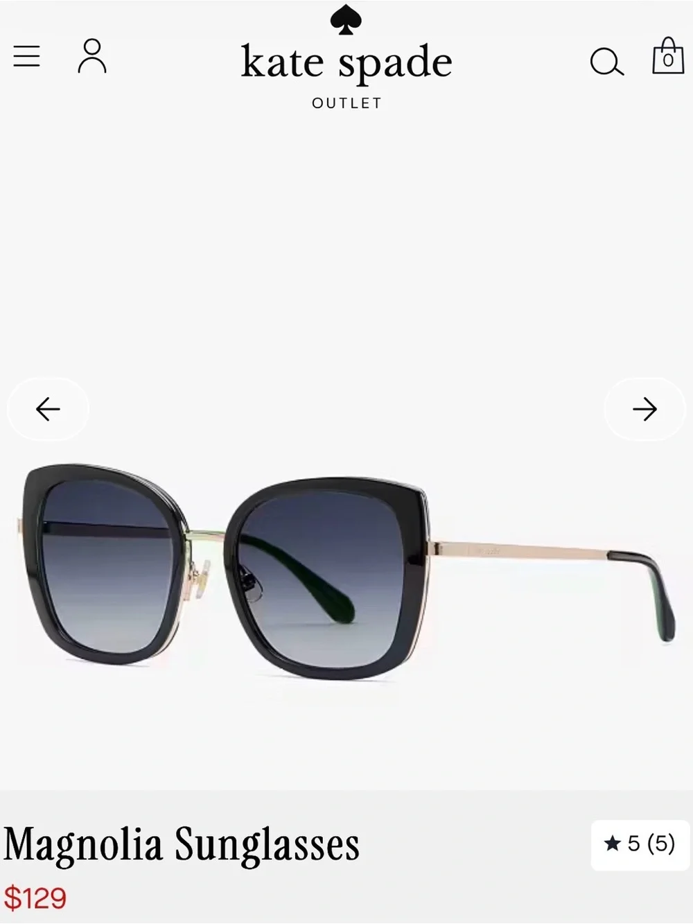 Kate Spade Outlet Magnolia Black Sunglasses with Green Case